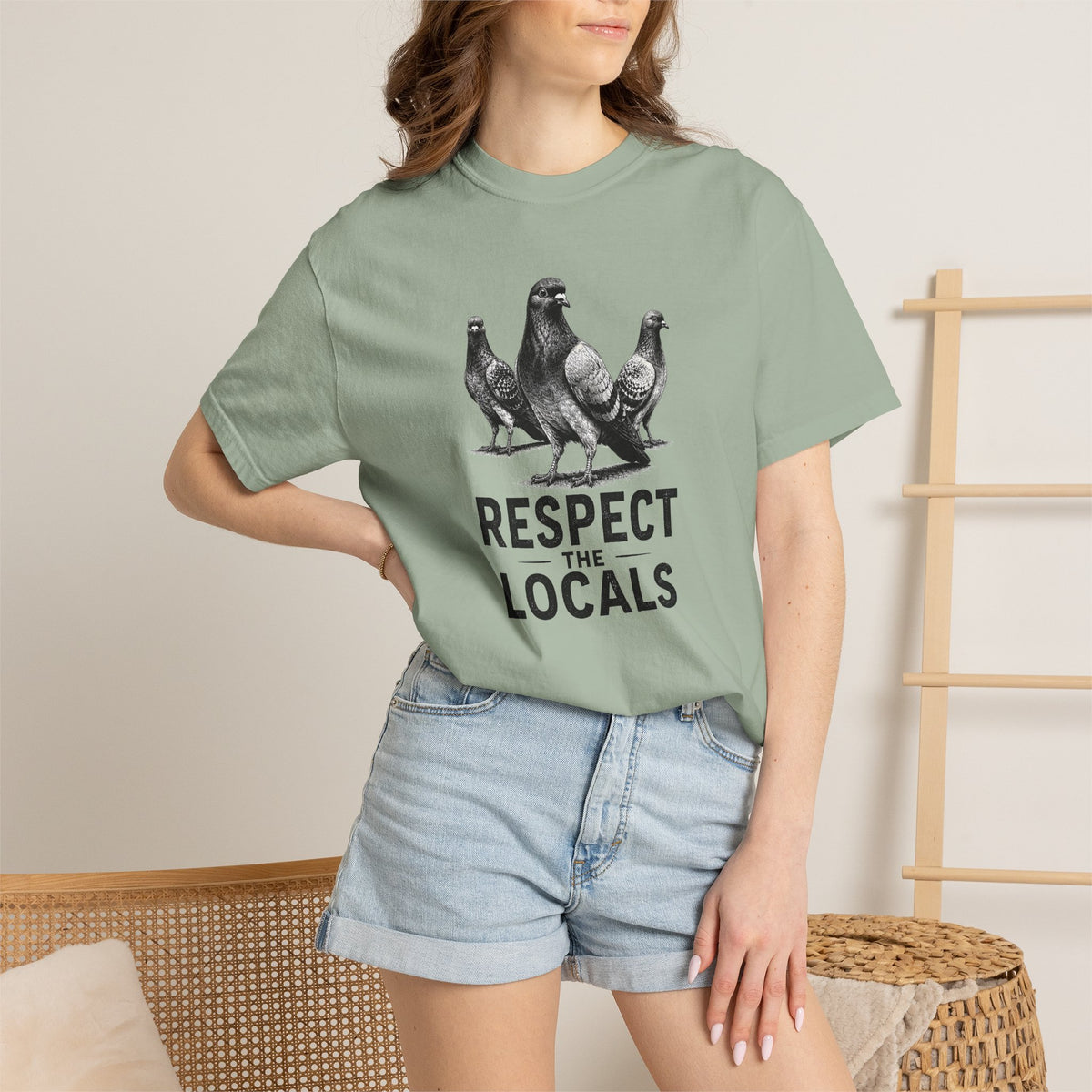 Respect the Locals Pigeon T-Shirt — Funny Bird Graphic Tee