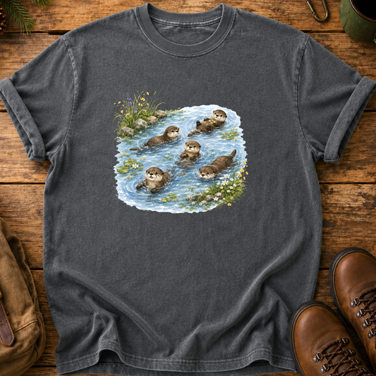 Otter Family Tee — Cute River Otters Illustration T-Shirt