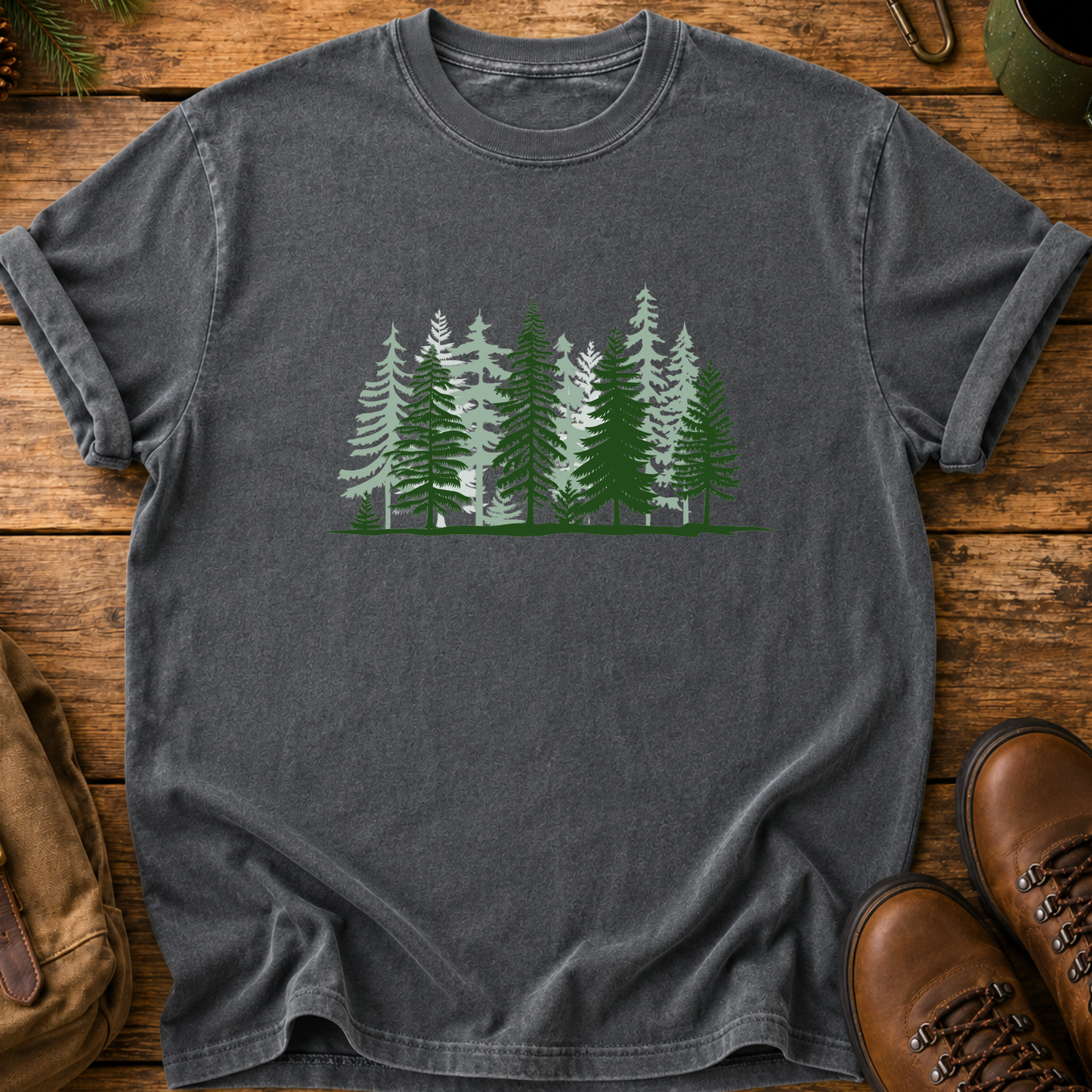 Forest Line T-Shirt — Minimal Pine Tree Tee