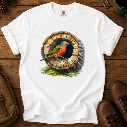 Bird in Tree Stump T-Shirt