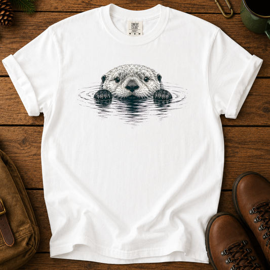 Otter Peek T-Shirt — Cute Floating Otter Graphic Tee