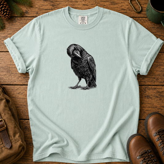 Raven T-Shirt — Minimal Black Crow Illustration Tee