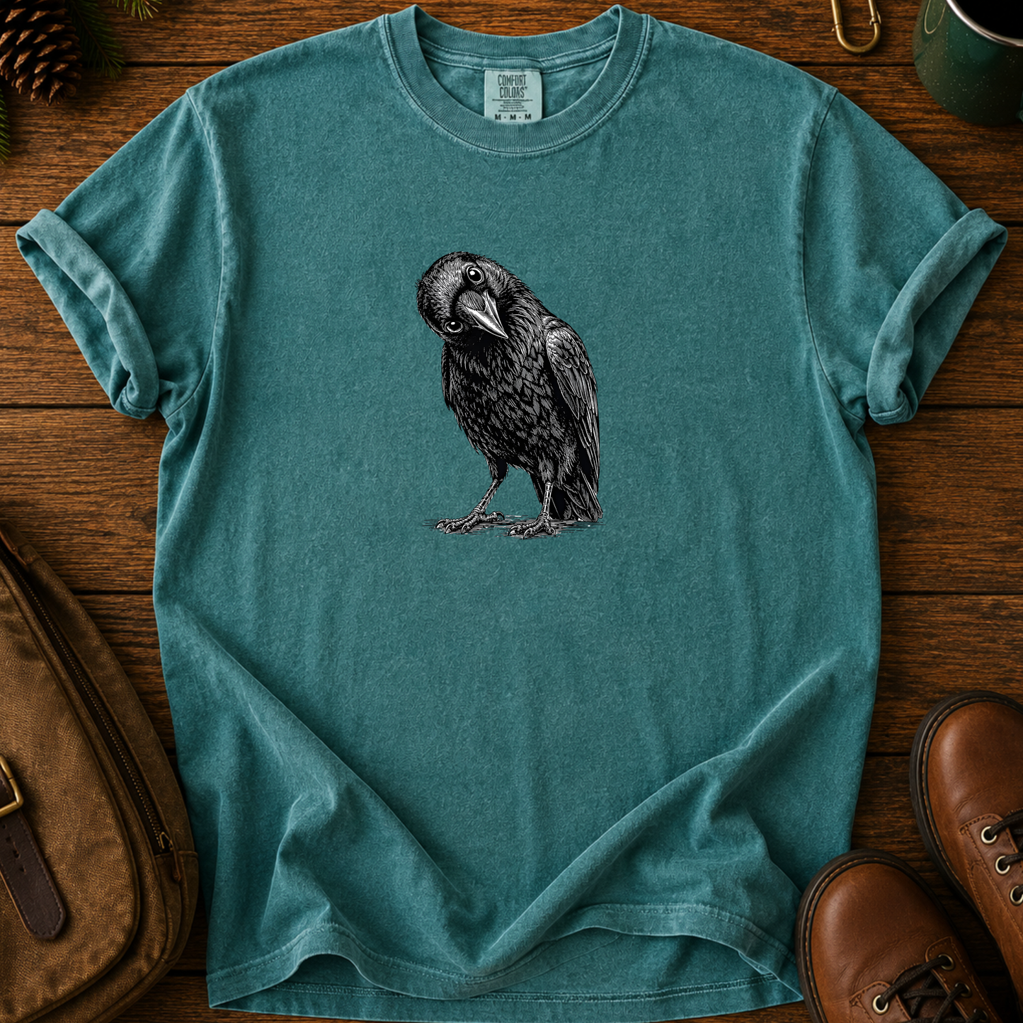 Raven T-Shirt — Minimal Black Crow Illustration Tee