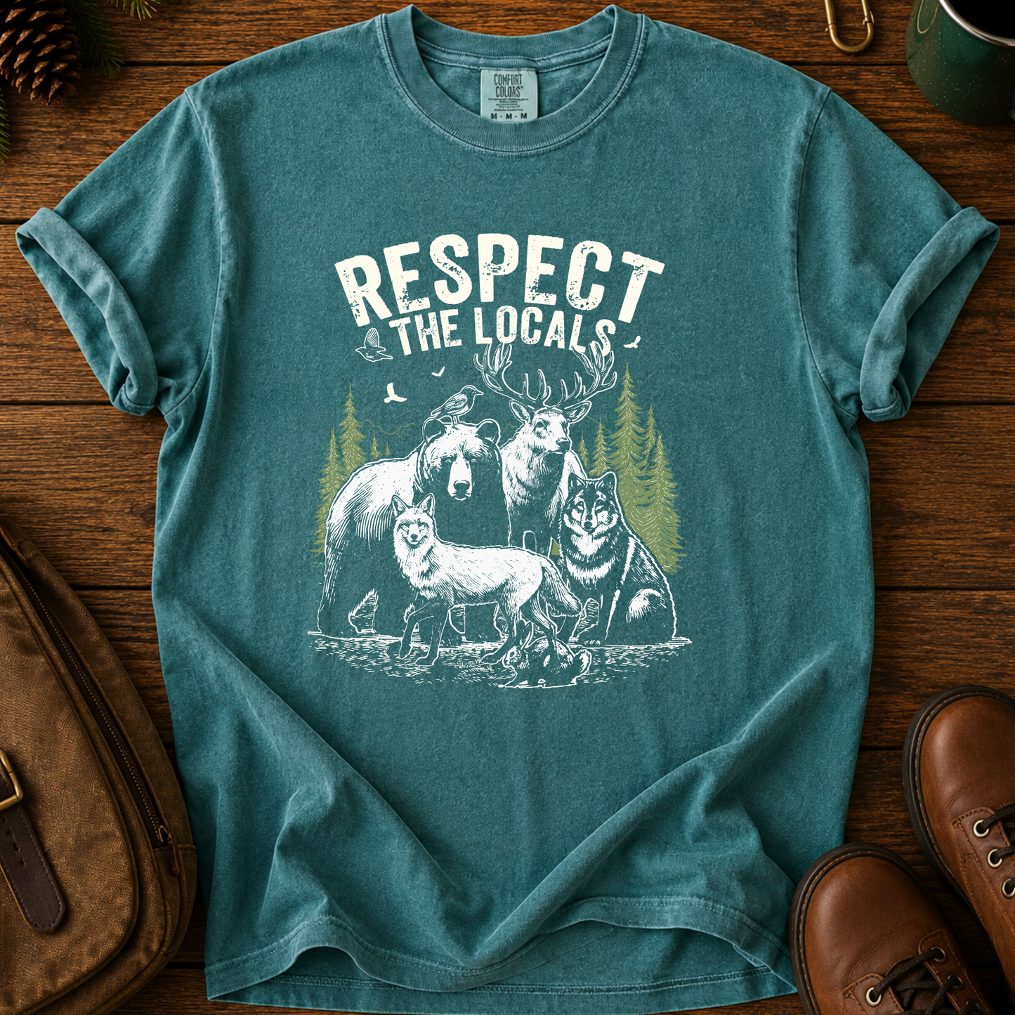 Respect the Locals T-Shirt — Wildlife Camping Tee