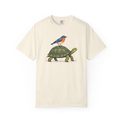 Tortoise & Robin Graphic T-Shirt — Cute Nature Animal Tee