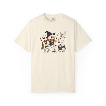 Potter Wizard Crew T-Shirt – Cute Halloween Shy Ghosts Design