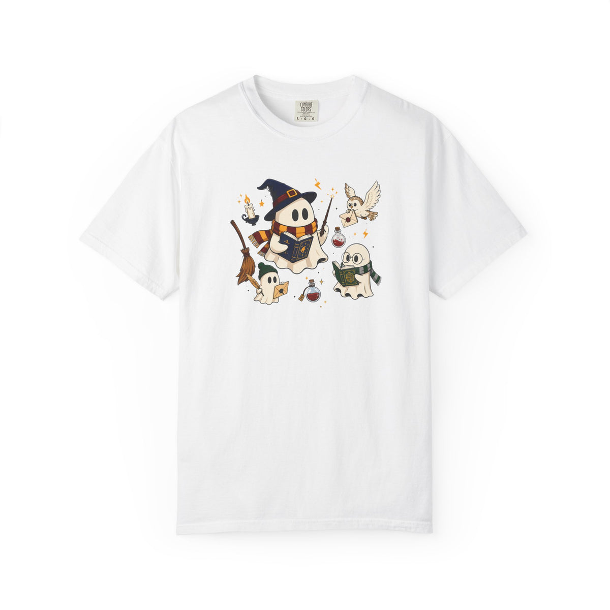 Potter Wizard Crew T-Shirt – Cute Halloween Shy Ghosts Design