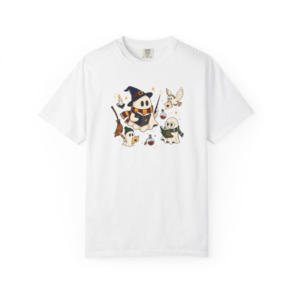 Potter Wizard Crew T-Shirt – Cute Halloween Shy Ghosts Design