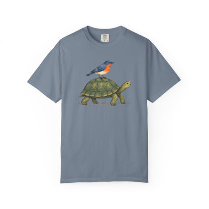 Tortoise & Robin Graphic T-Shirt — Cute Nature Animal Tee