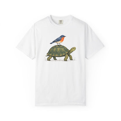 Tortoise & Robin Graphic T-Shirt — Cute Nature Animal Tee