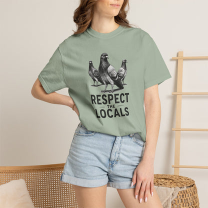 Respect the Locals Pigeon T-Shirt — Funny Bird Graphic Tee