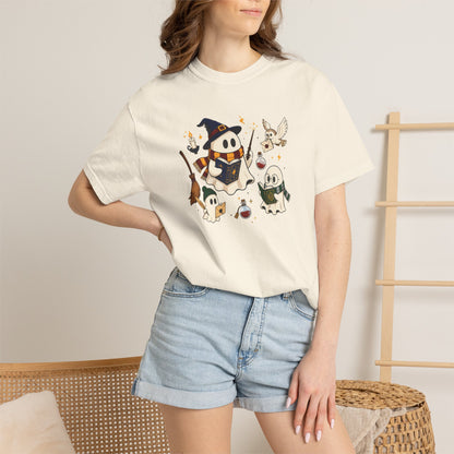 Potter Wizard Crew T-Shirt – Cute Halloween Shy Ghosts Design