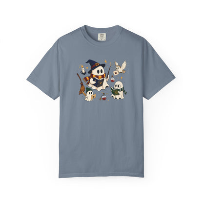 Potter Wizard Crew T-Shirt – Cute Halloween Shy Ghosts Design