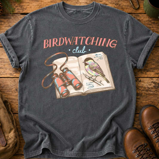 Birdwatching T-Shirt — Vintage Binoculars & Field Guide Tee