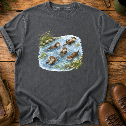Otter Family Tee — Cute River Otters Illustration T-Shirt