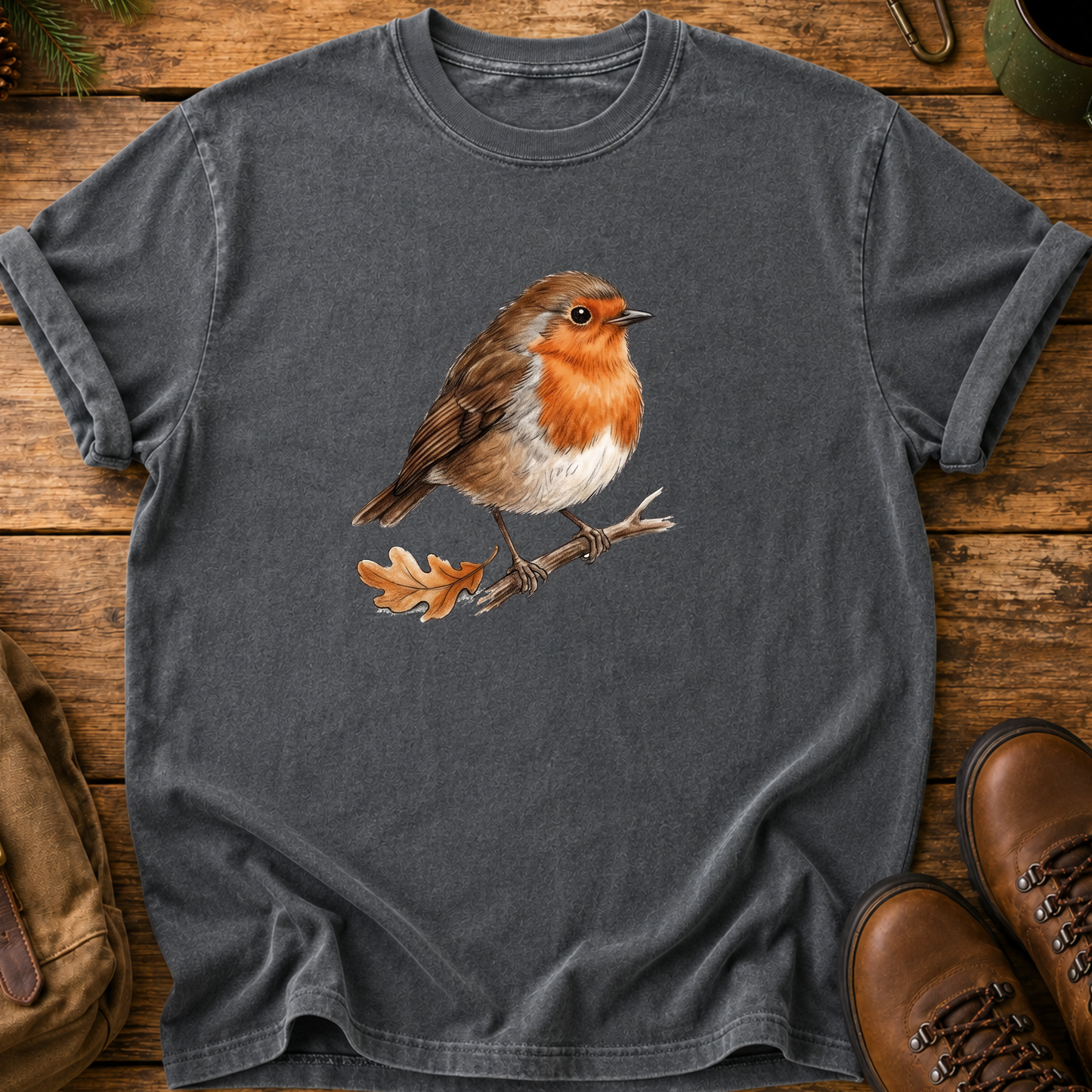 Robin T-Shirt — Watercolor Garden Bird Tee