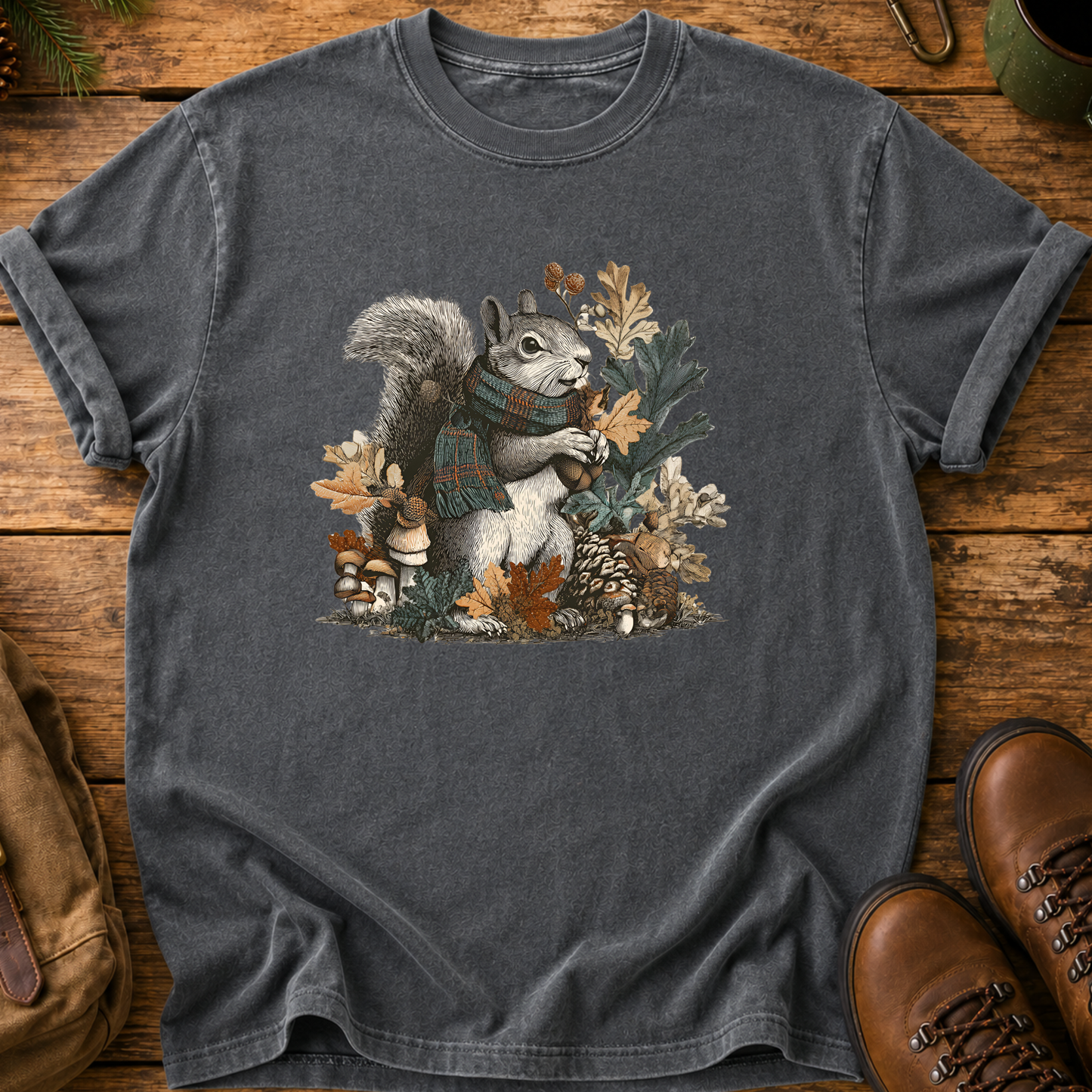 Squirrel Woodland Tee — Autumn Forest Nature Graphic T-Shirt