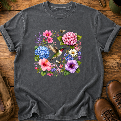 Hummingbird Floral Sweatshirt, Wildflower Bird Shirt, Spring Flower Tee
