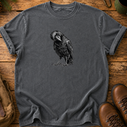 Raven T-Shirt — Minimal Black Crow Illustration Tee