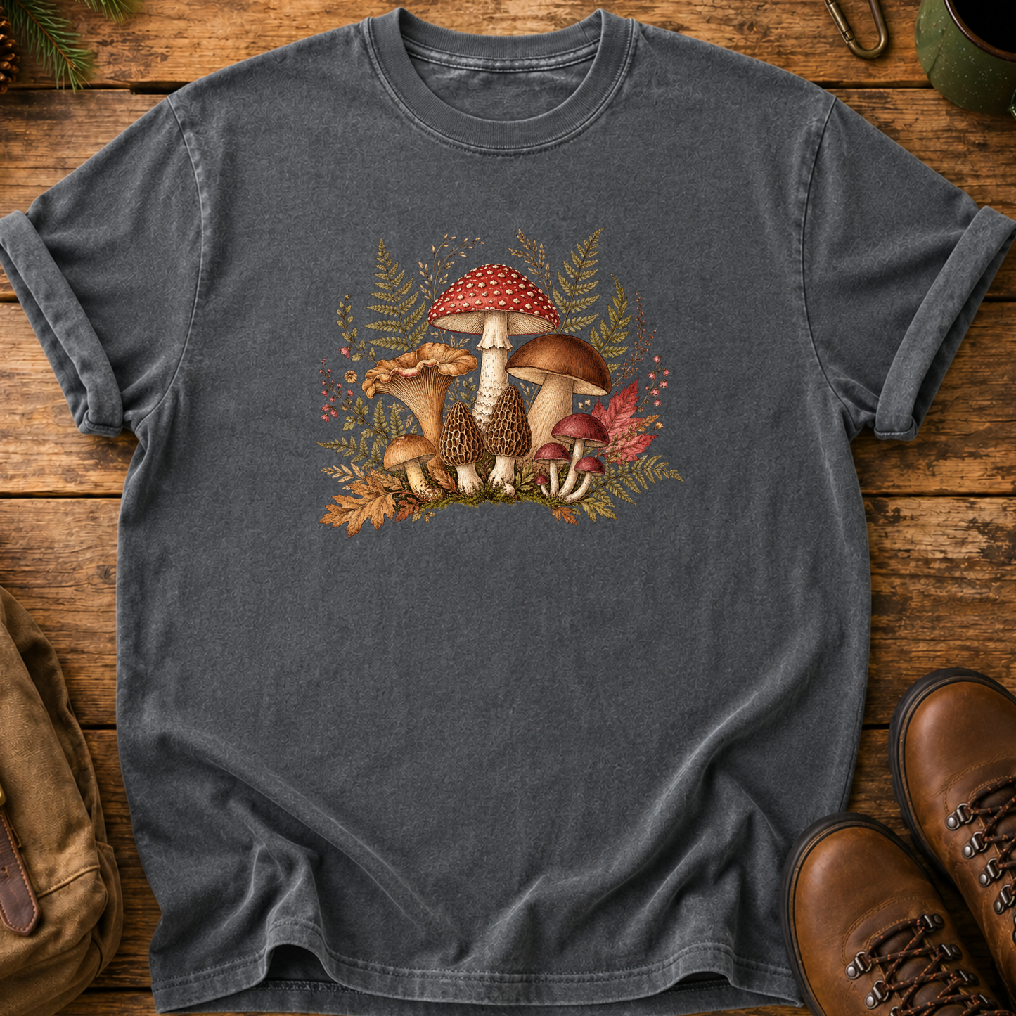 Mushroom Forest T-Shirt — Vintage Woodland Fungi Tee