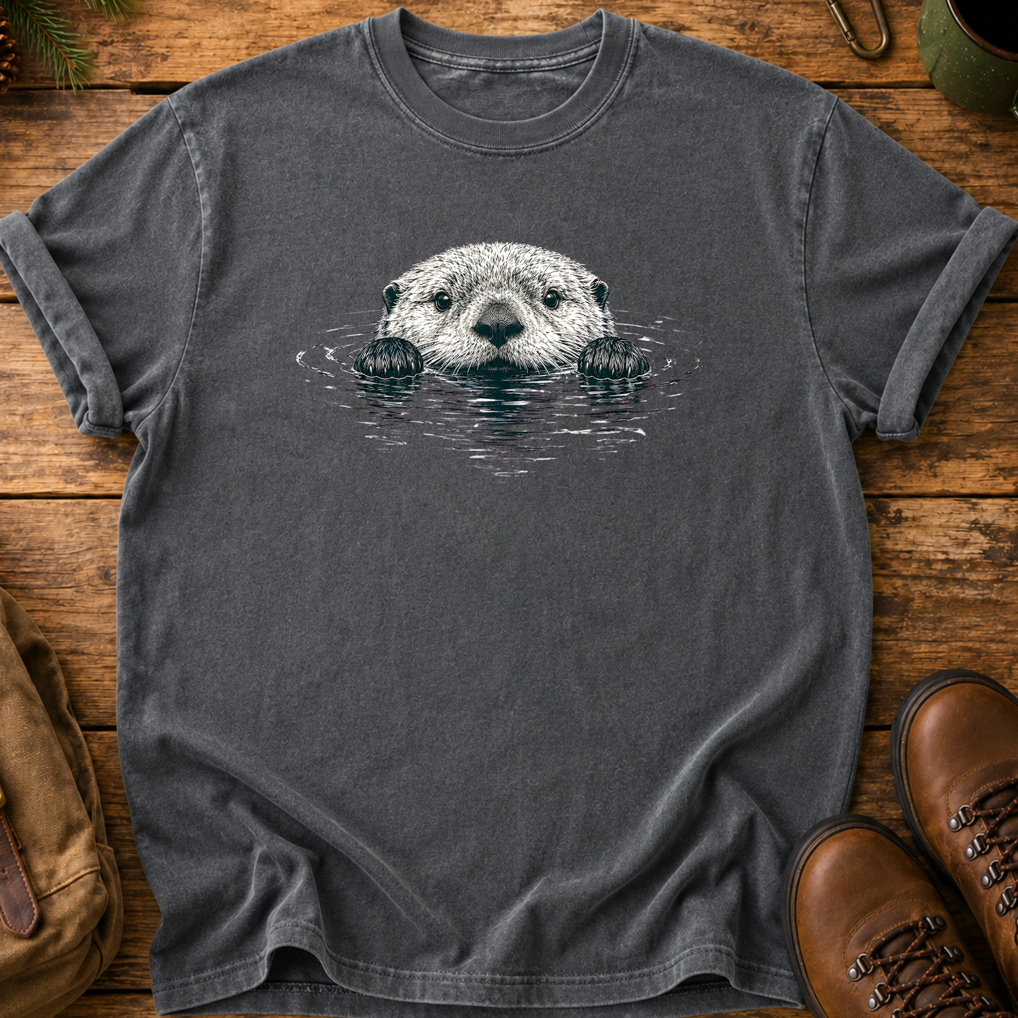 Otter Peek T-Shirt — Cute Floating Otter Graphic Tee