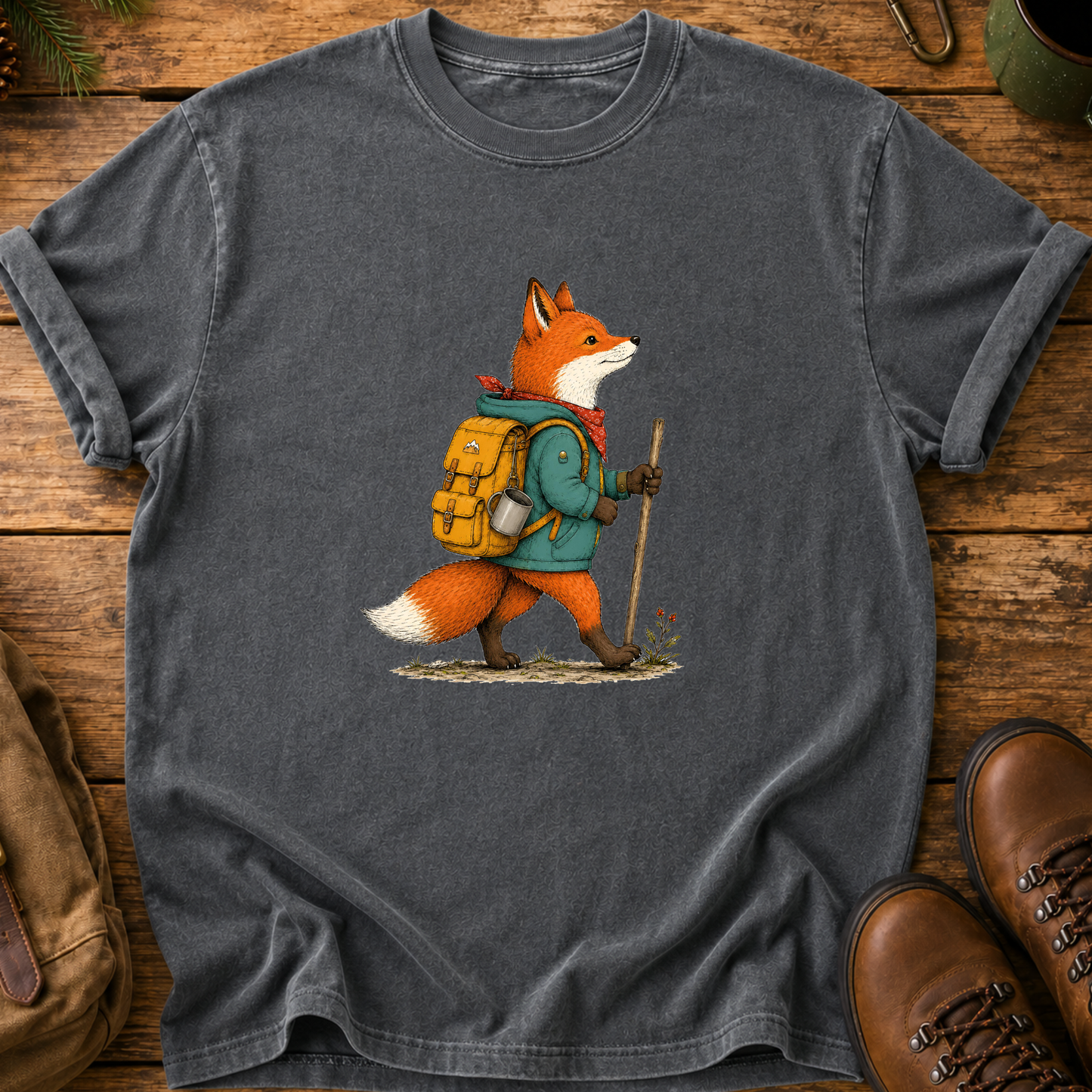 Hiking Fox Graphic T-Shirt