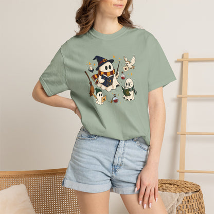 Potter Wizard Crew T-Shirt – Cute Halloween Shy Ghosts Design