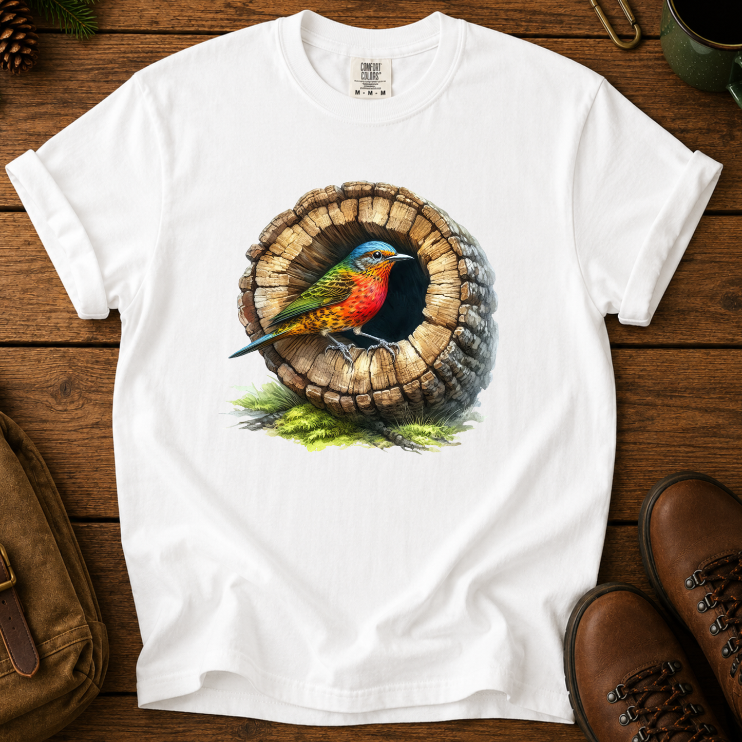Bird in Tree Stump T-Shirt
