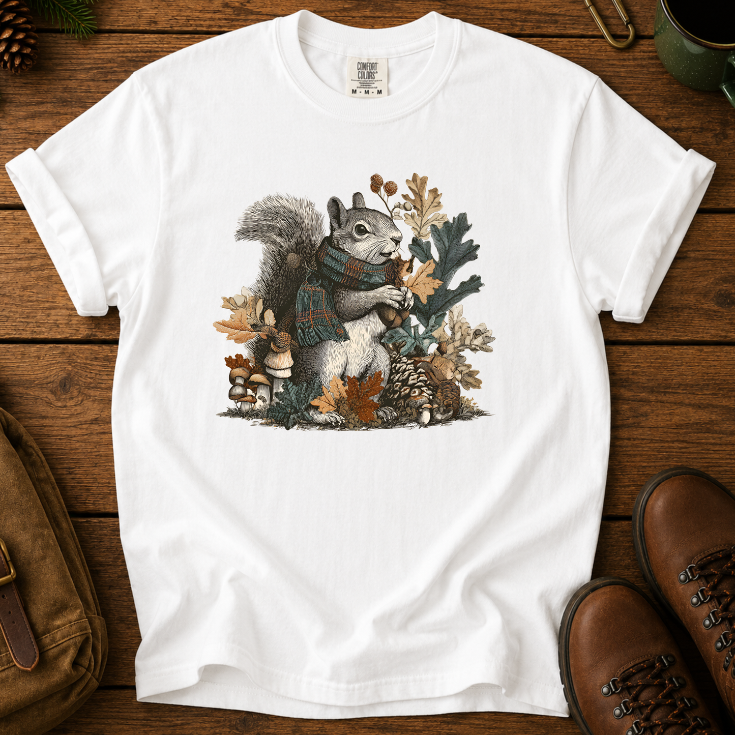Squirrel Woodland Tee — Autumn Forest Nature Graphic T-Shirt