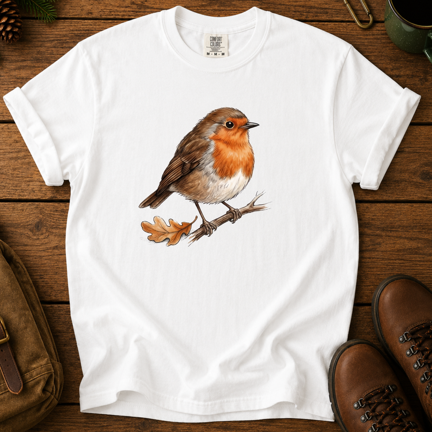 Robin T-Shirt — Watercolor Garden Bird Tee