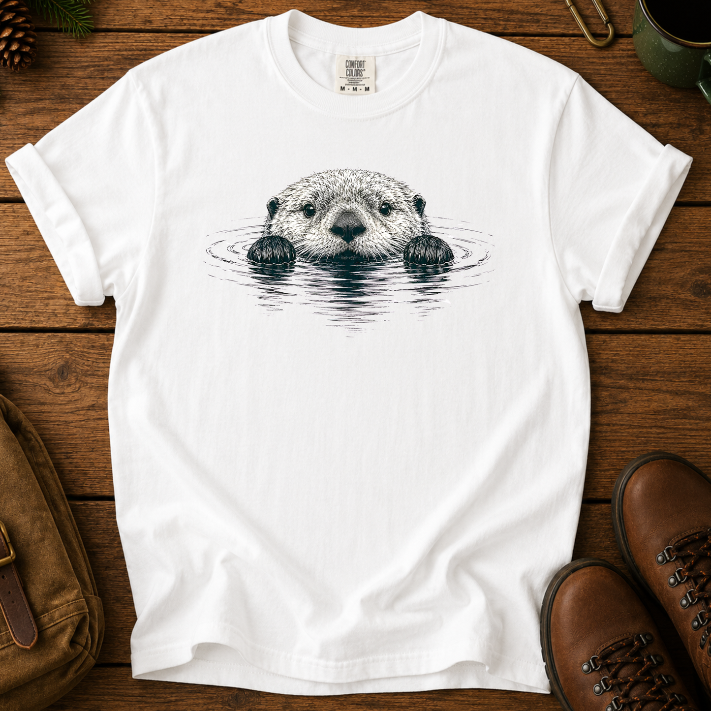 Otter Peek T-Shirt — Cute Floating Otter Graphic Tee