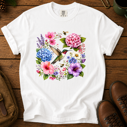 Hummingbird Floral Sweatshirt, Wildflower Bird Shirt, Spring Flower Tee