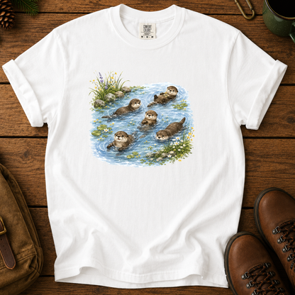 Otter Family Tee — Cute River Otters Illustration T-Shirt