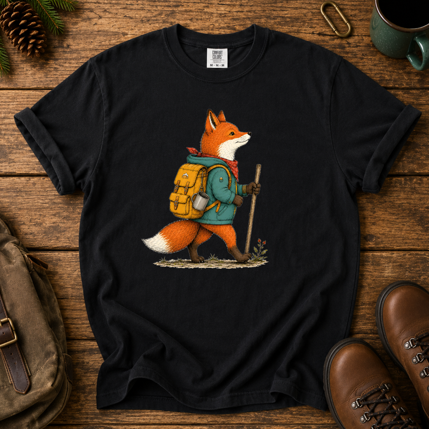 Hiking Fox Graphic T-Shirt