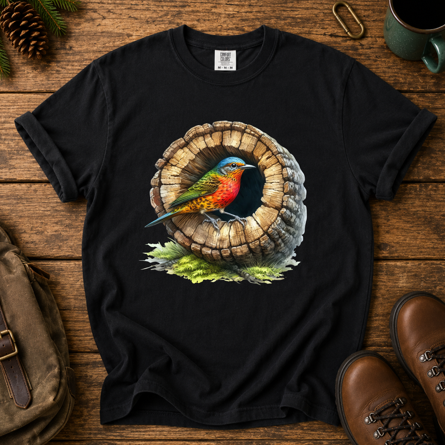 Bird in Tree Stump T-Shirt