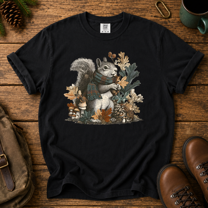 Squirrel Woodland Tee — Autumn Forest Nature Graphic T-Shirt