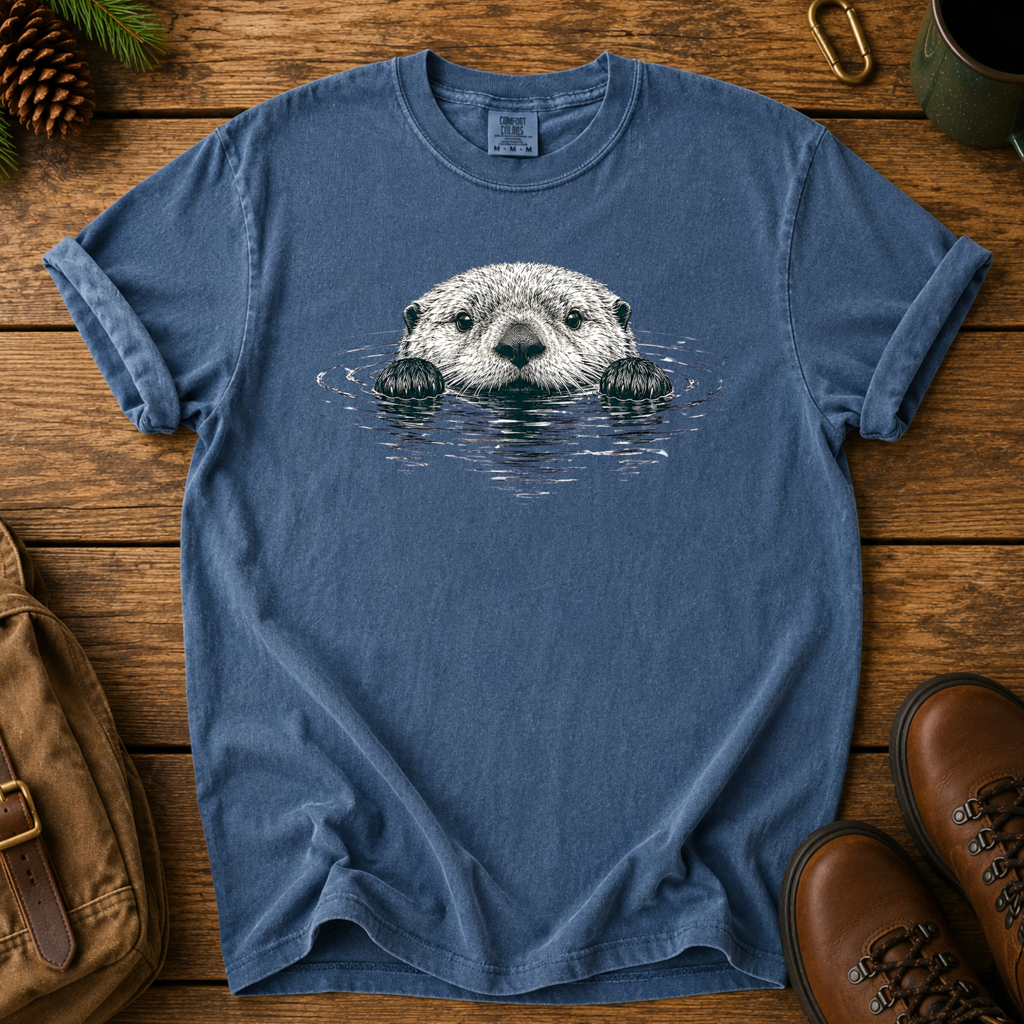 Otter Peek T-Shirt — Cute Floating Otter Graphic Tee