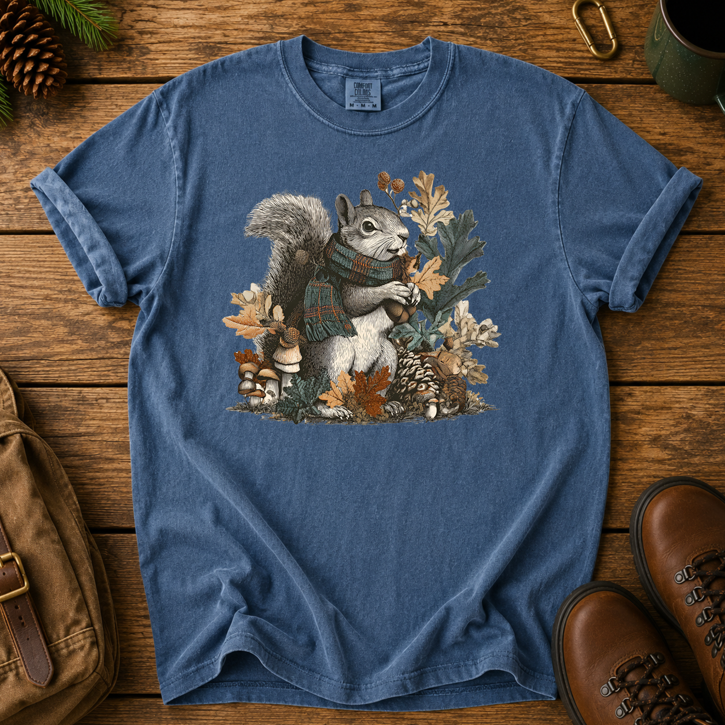 Squirrel Woodland Tee — Autumn Forest Nature Graphic T-Shirt