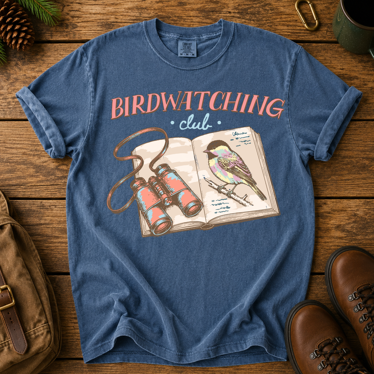Birdwatching T-Shirt — Vintage Binoculars & Field Guide Tee