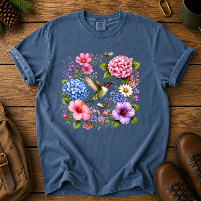 Hummingbird Floral Sweatshirt, Wildflower Bird Shirt, Spring Flower Tee