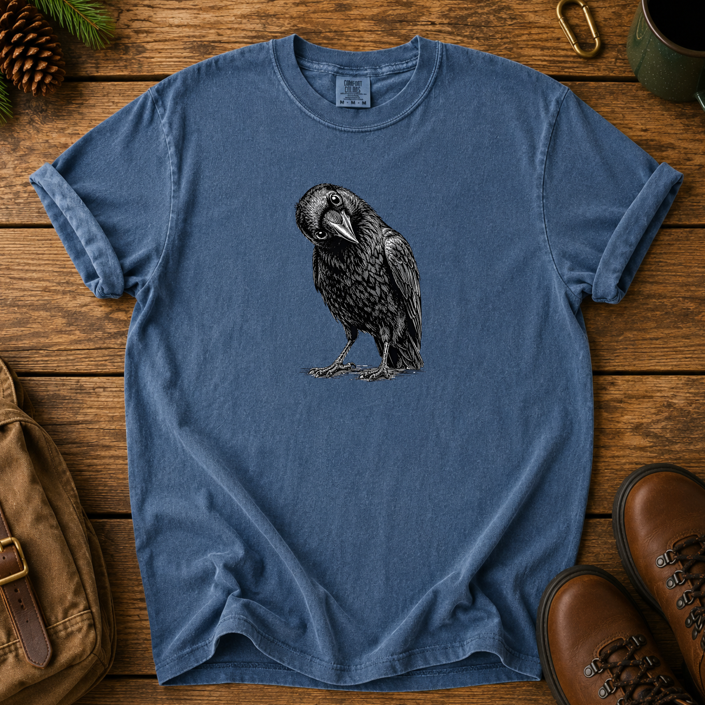 Raven T-Shirt — Minimal Black Crow Illustration Tee