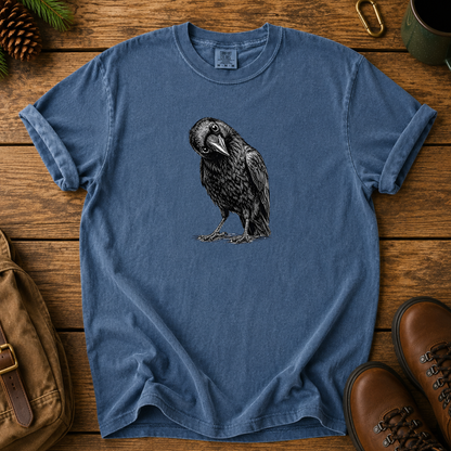 Raven T-Shirt — Minimal Black Crow Illustration Tee