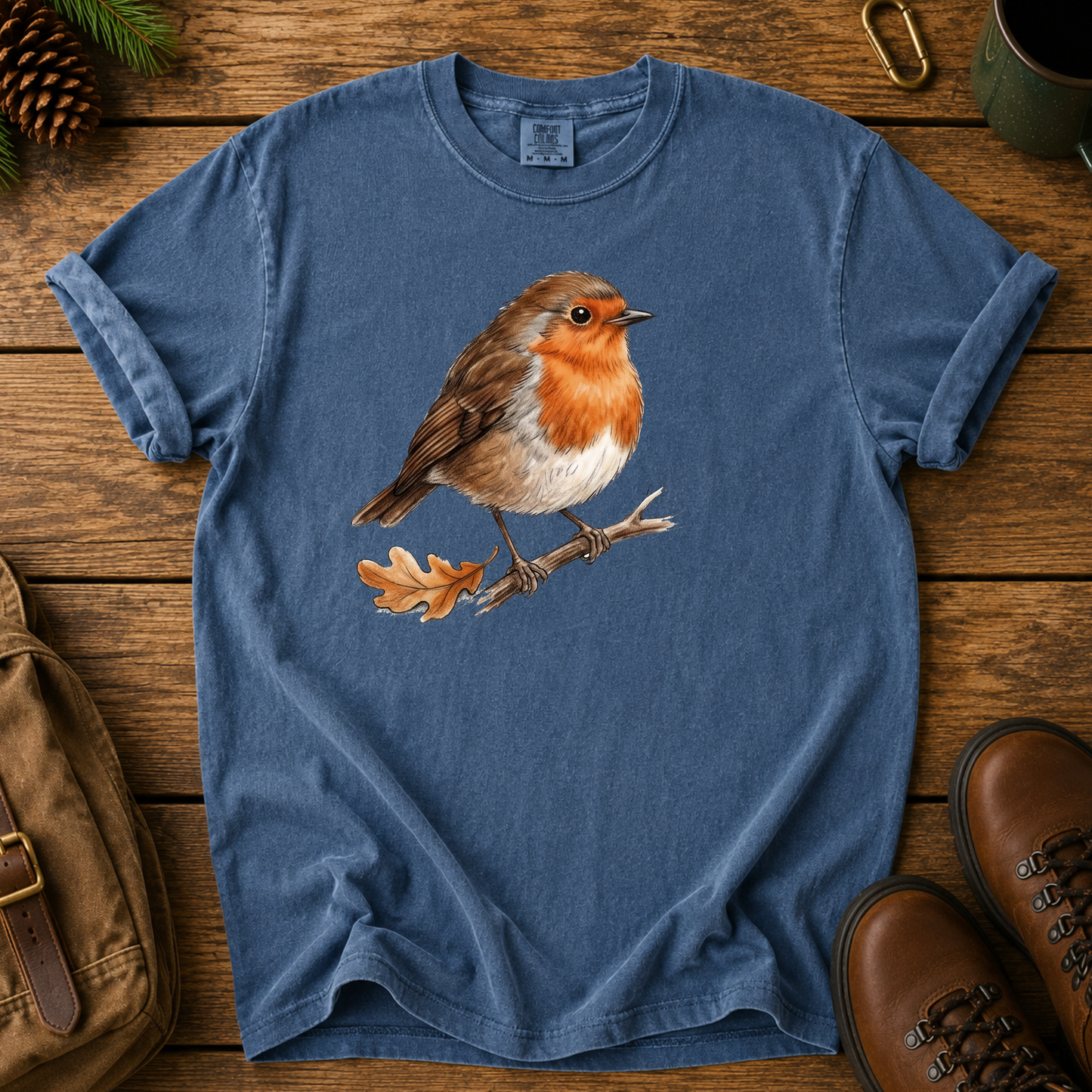 Robin T-Shirt — Watercolor Garden Bird Tee