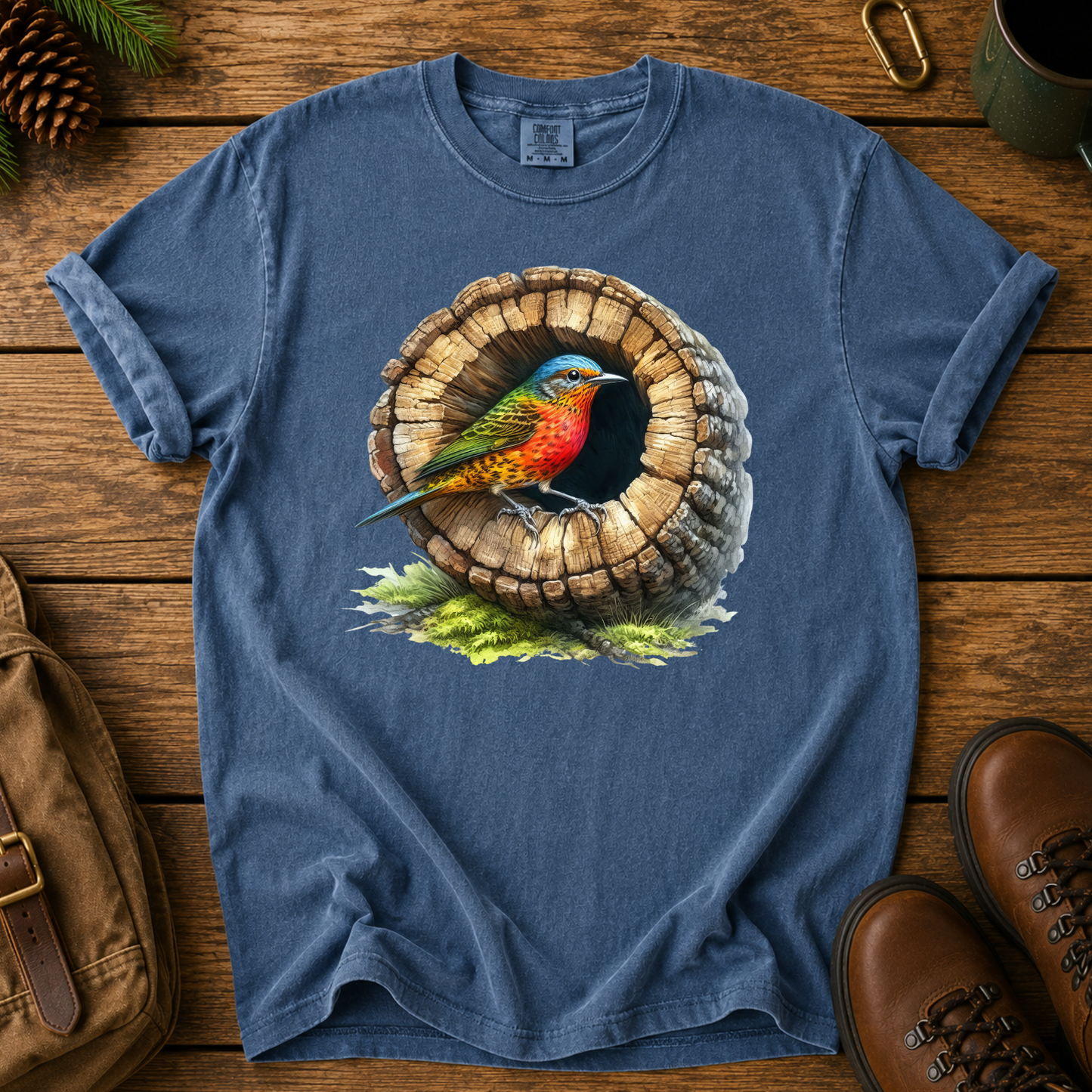 Bird in Tree Stump T-Shirt