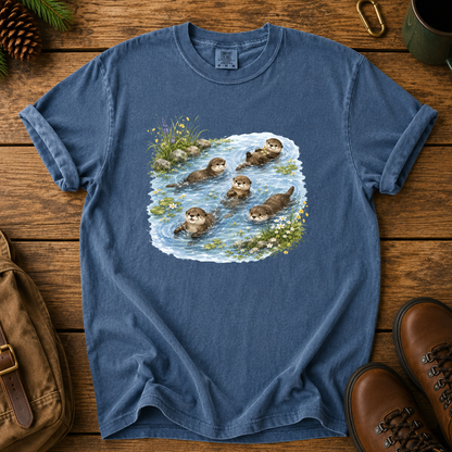 Otter Family Tee — Cute River Otters Illustration T-Shirt