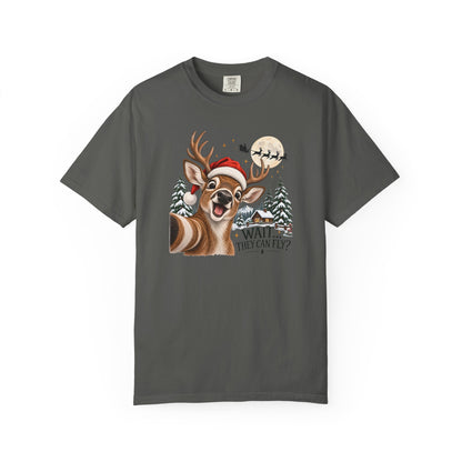 Christmas Deer T-Shirt — "Wait... They Can Fly?" Holiday Reindeer Tee