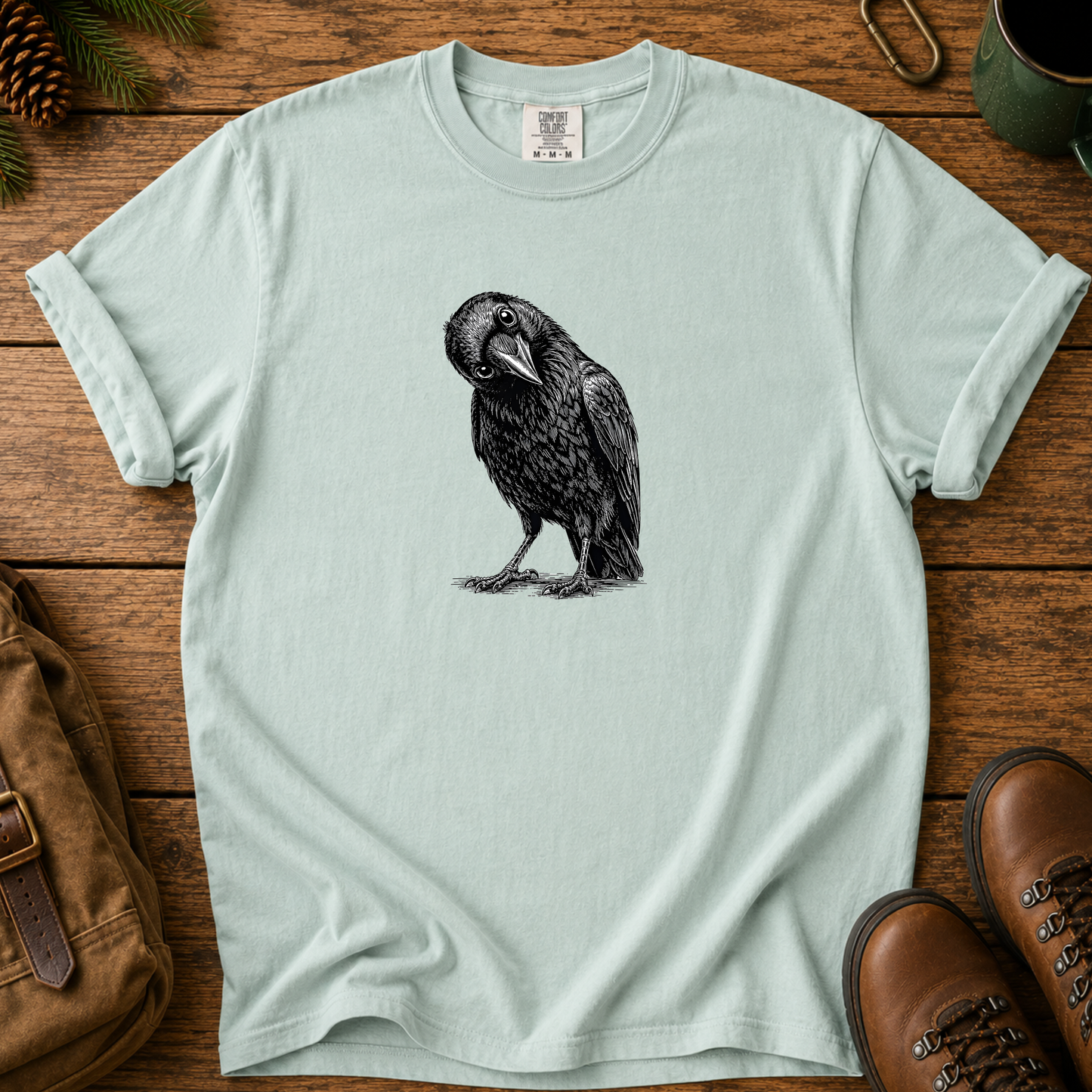 Raven T-Shirt — Minimal Black Crow Illustration Tee