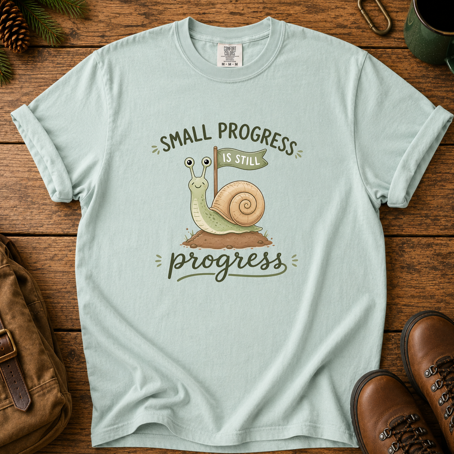 Snail Progress T-Shirt — "Small Progress Is Still Progress" Motivational Tee