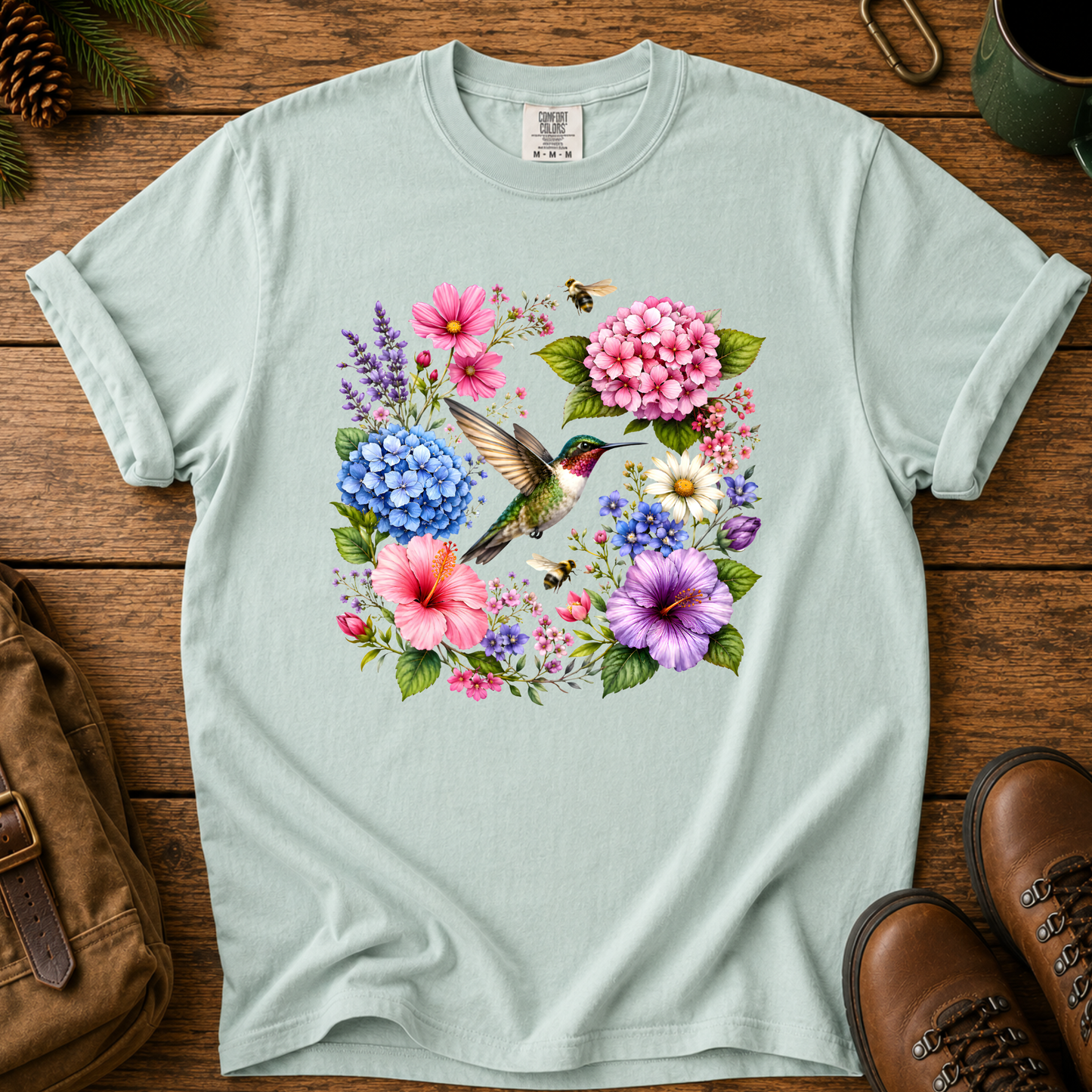 Hummingbird Floral Sweatshirt, Wildflower Bird Shirt, Spring Flower Tee