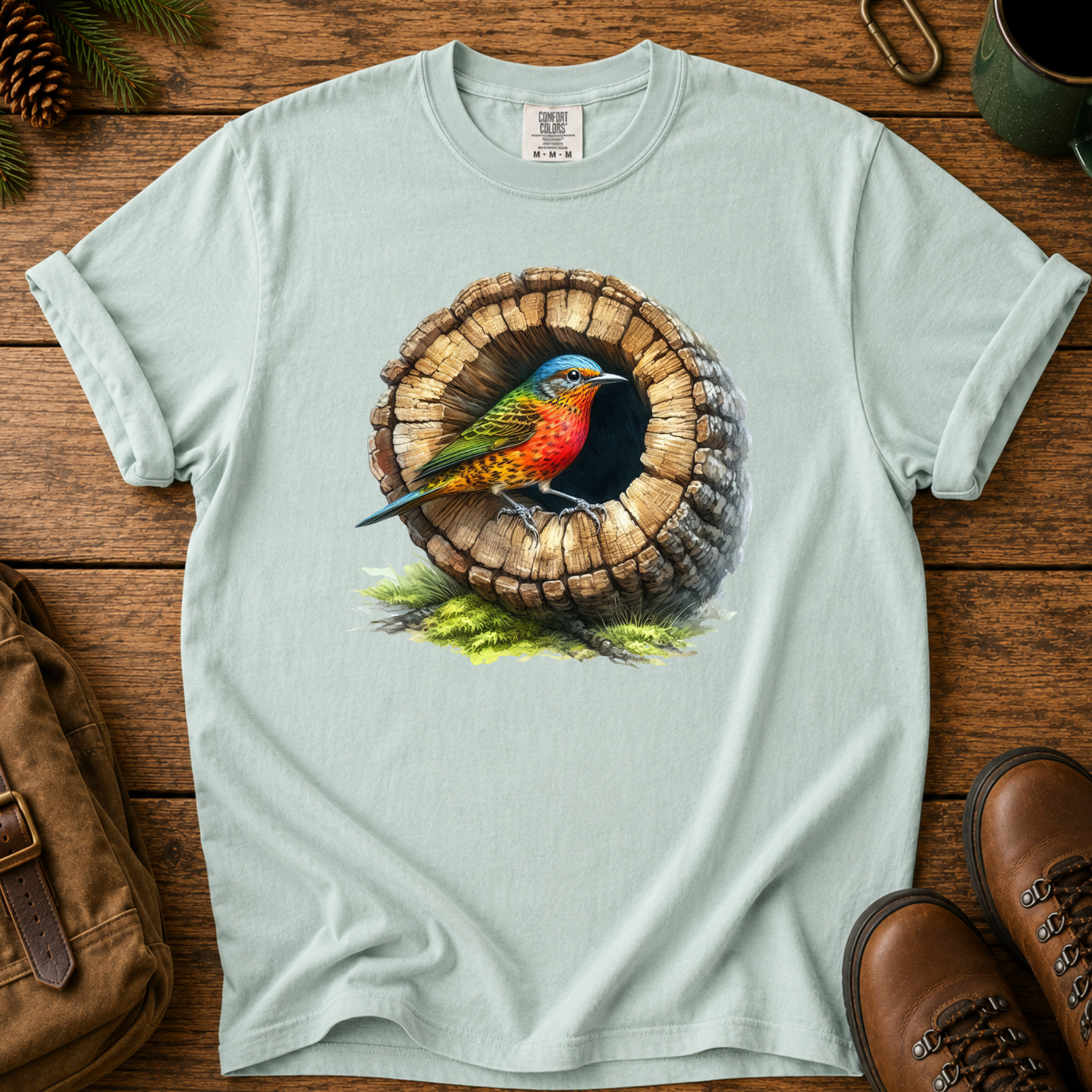 Bird in Tree Stump T-Shirt